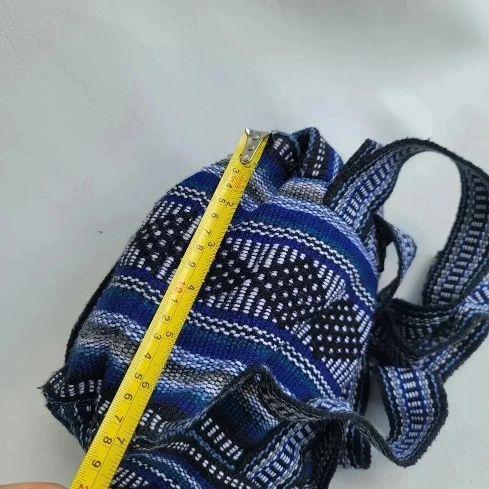 NWOT Pinzon Woven Mexico Backpack Artesanias Mr Pocket Drawstring Boho Bag Blue